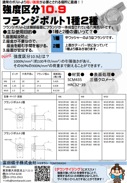 10.9フランジボルト1種2種